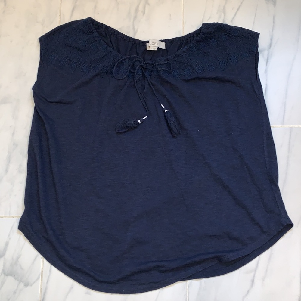 Loft navy blue shirt with embroidered details
